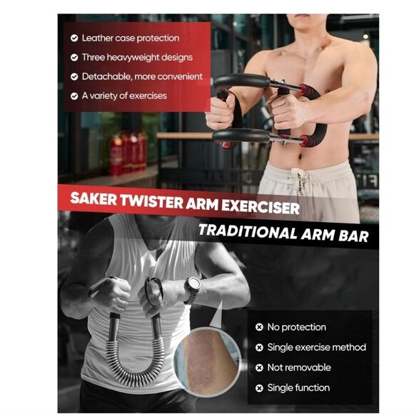 🆕🏋🏽‍♀️Saker Twister Arm Trainer - Blk/Red, 70 - 110 lbs - Picture 4 of 9